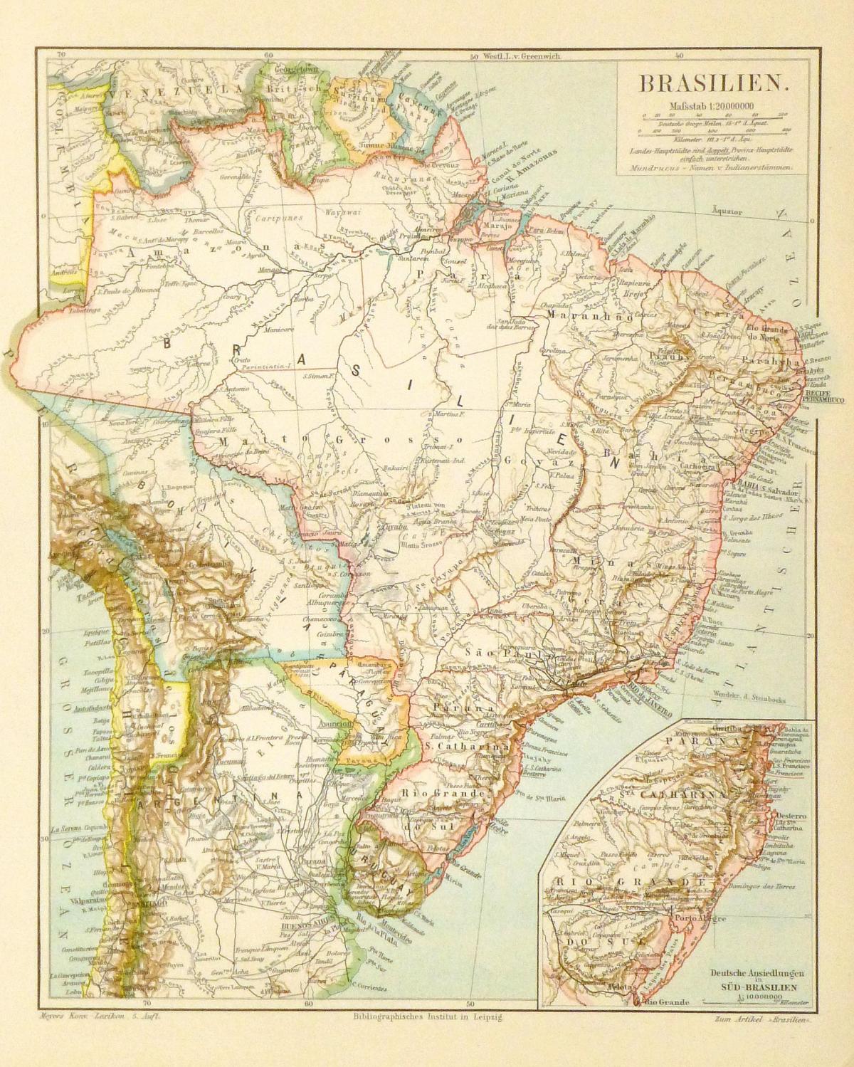 Historyczna mapa Brazylii