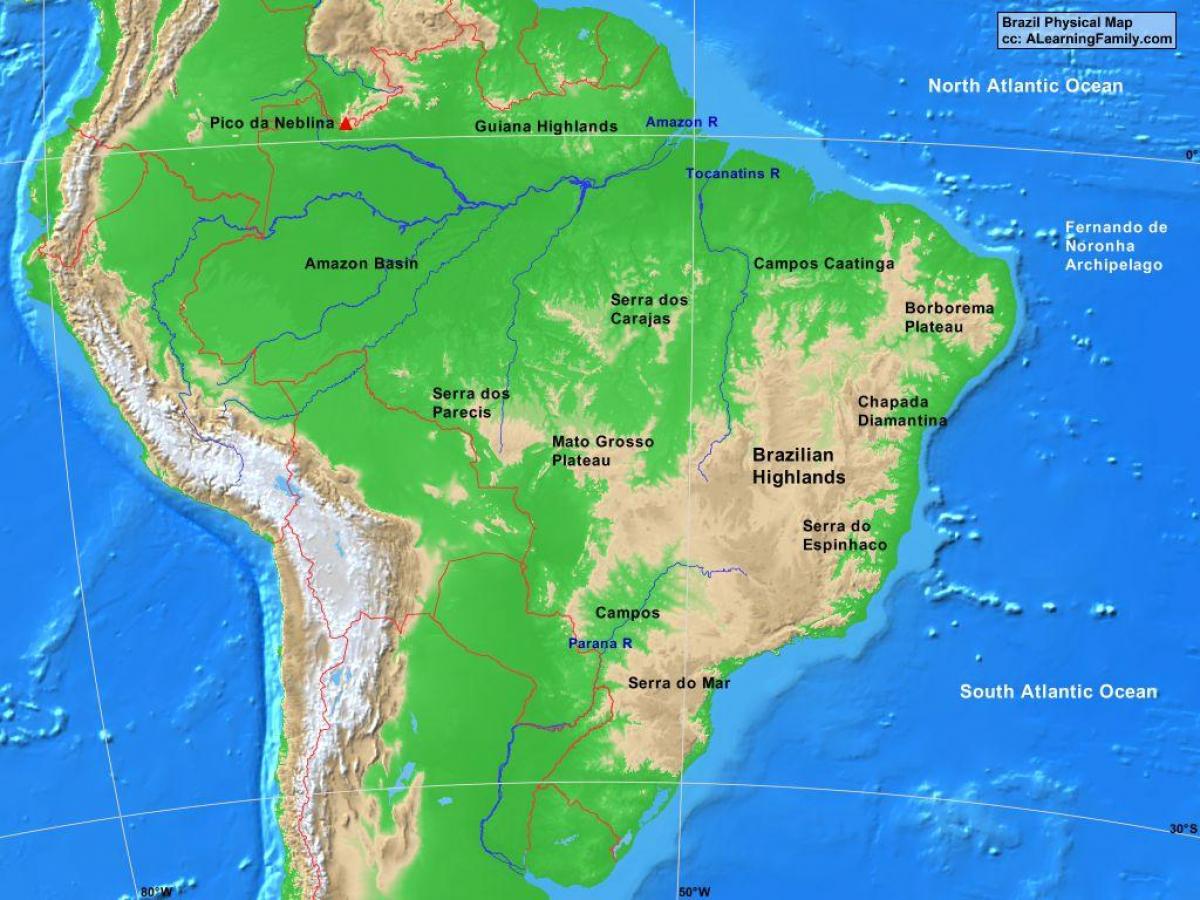 Góry w Brazylii mapa