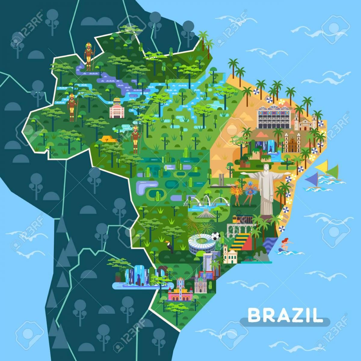 Mapa atrakcji turystycznych Brazylii