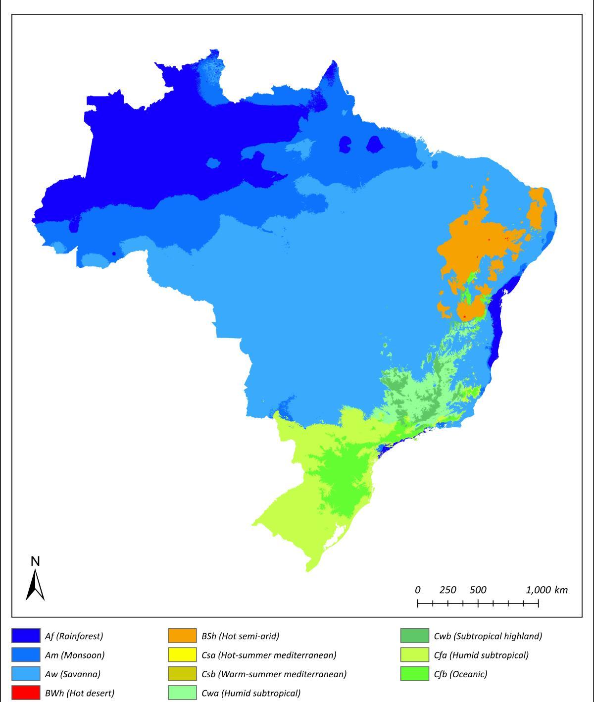 Mapa temperatury Brazylii