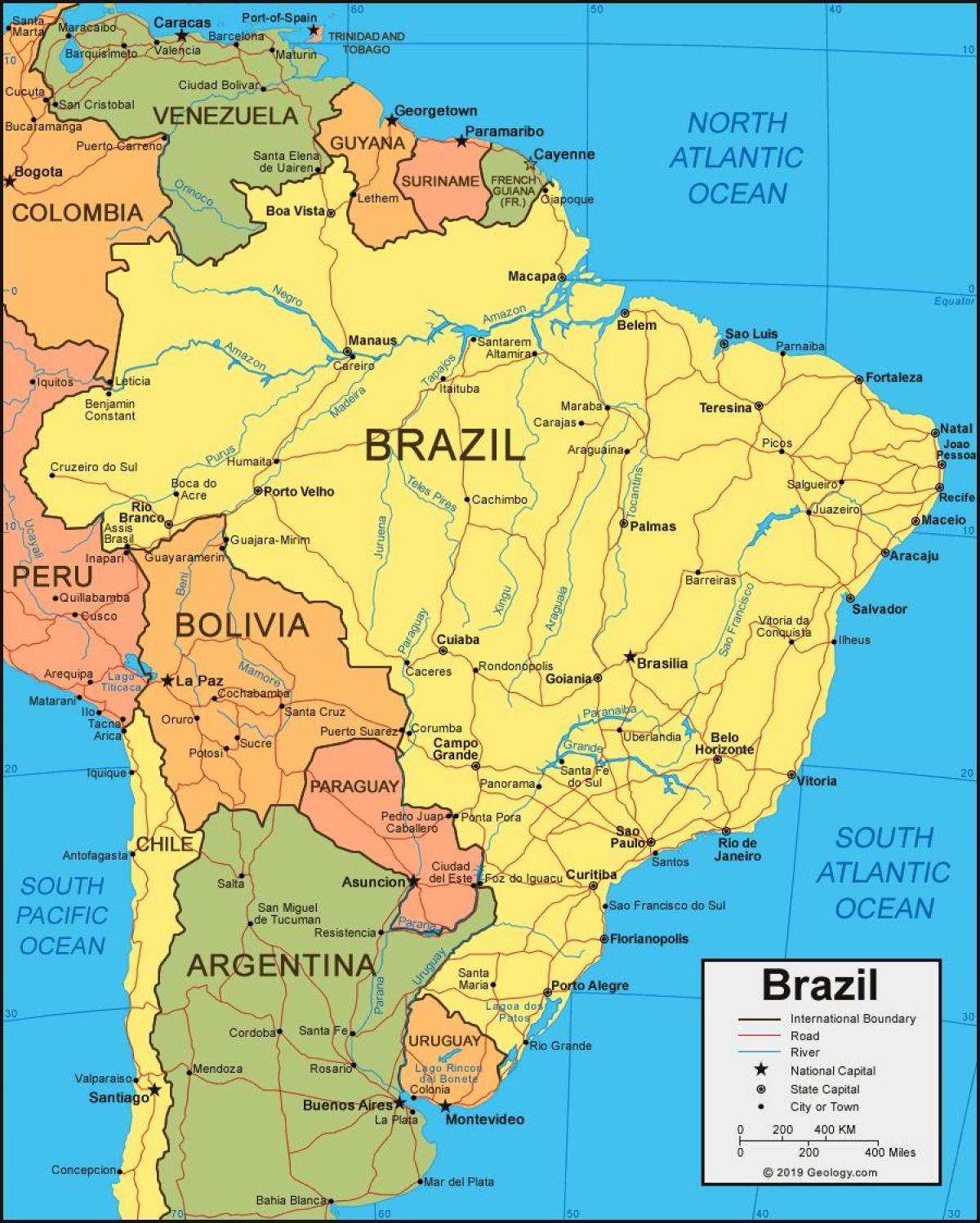 Mapa kraju Brazylia