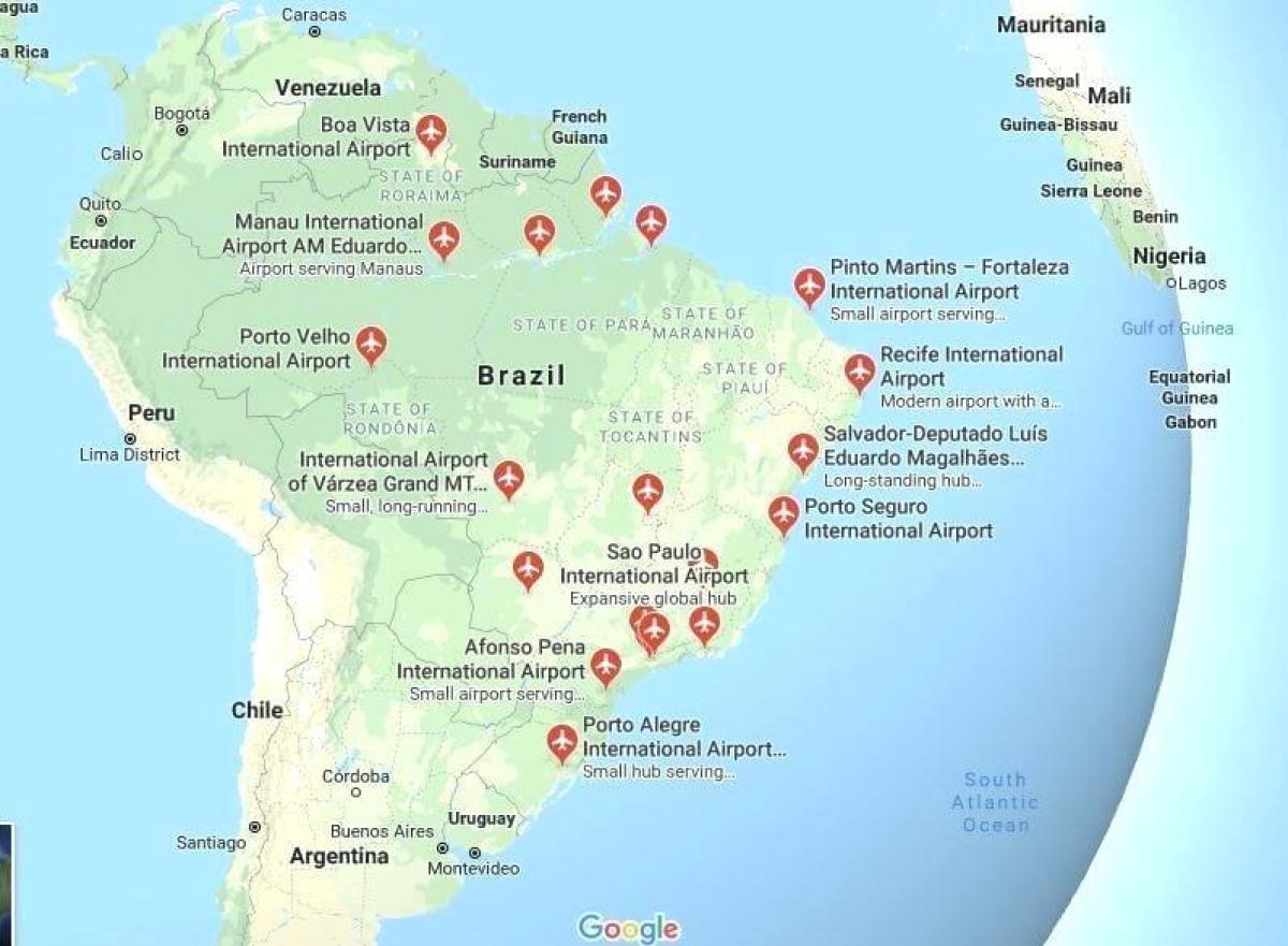 Mapa lotnisk w Brazylii