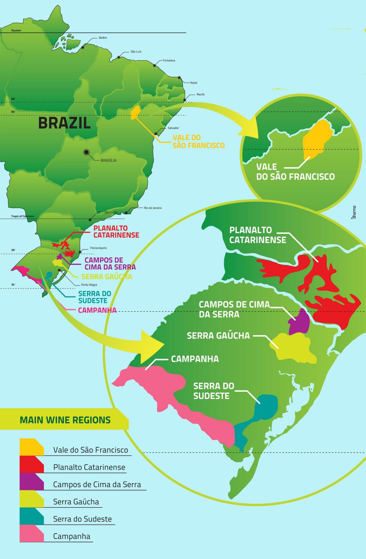 Mapa winnic w Brazylii